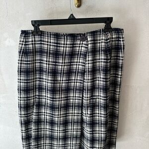 Talbots 12 Plaid Black White Women's Skirt faux wrap clueless and vintage cool